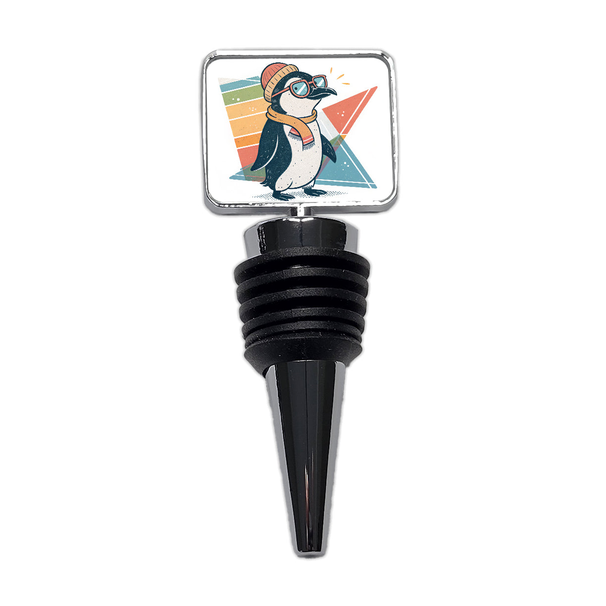 Cool Penguin Wearing Glasses Retro Wine Bottle Stopper