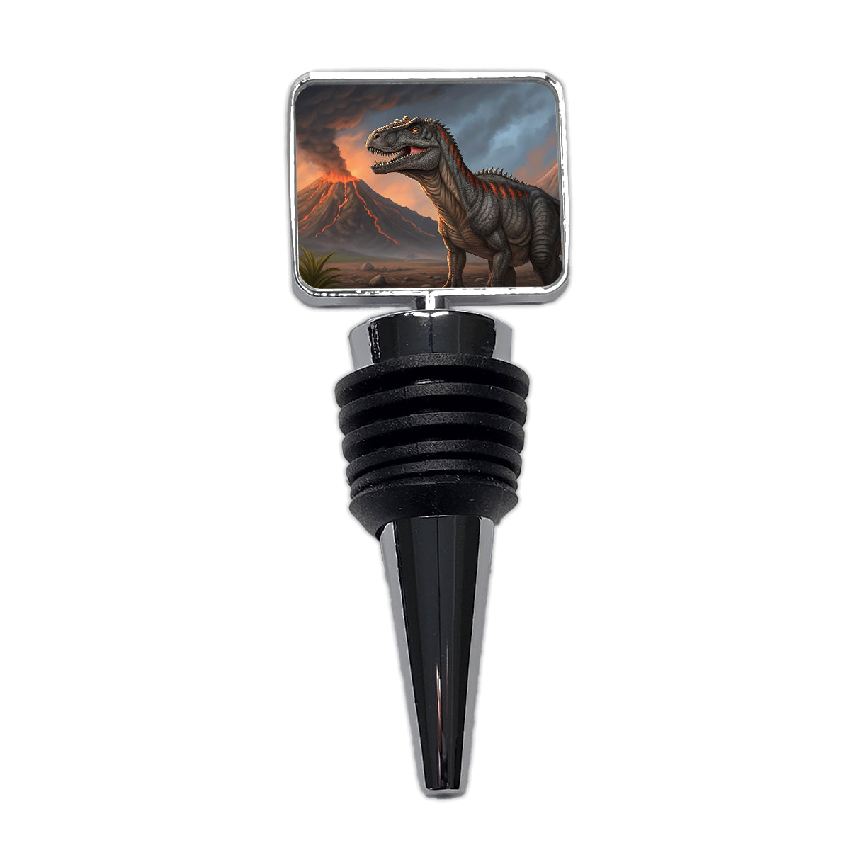 Giganotosaurus Volcano Erupting Dinosaur Wine Bottle Stopper