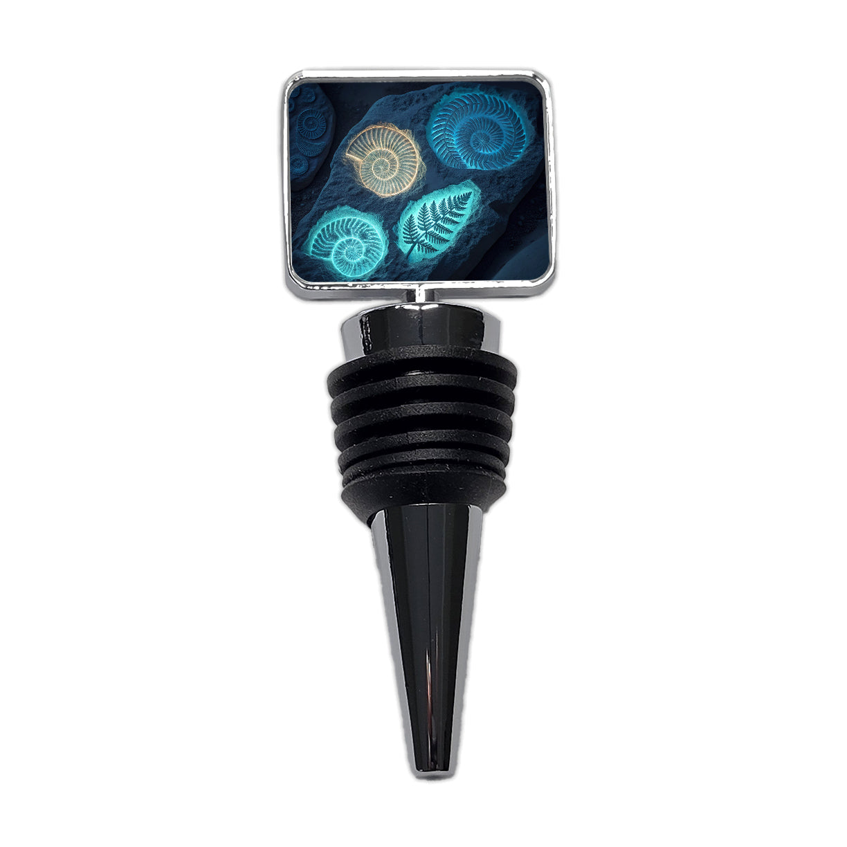 Glowing Holographic Style Fossil Imprints Wine Bottle Stopper