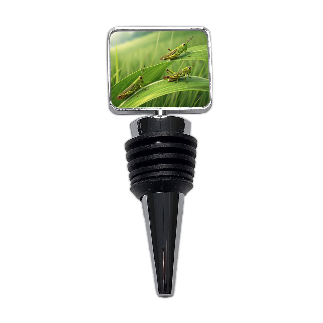 Grasshoppers On Grass Wine Bottle Stopper