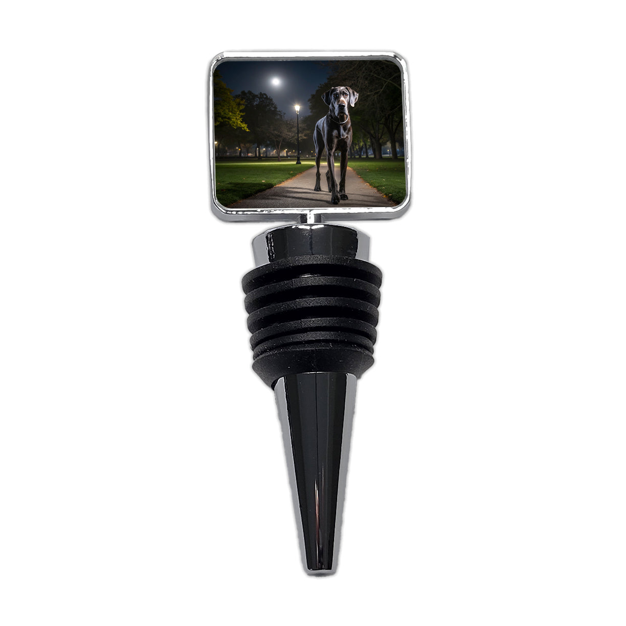 Great Dane In Park At Night Wine Bottle Stopper