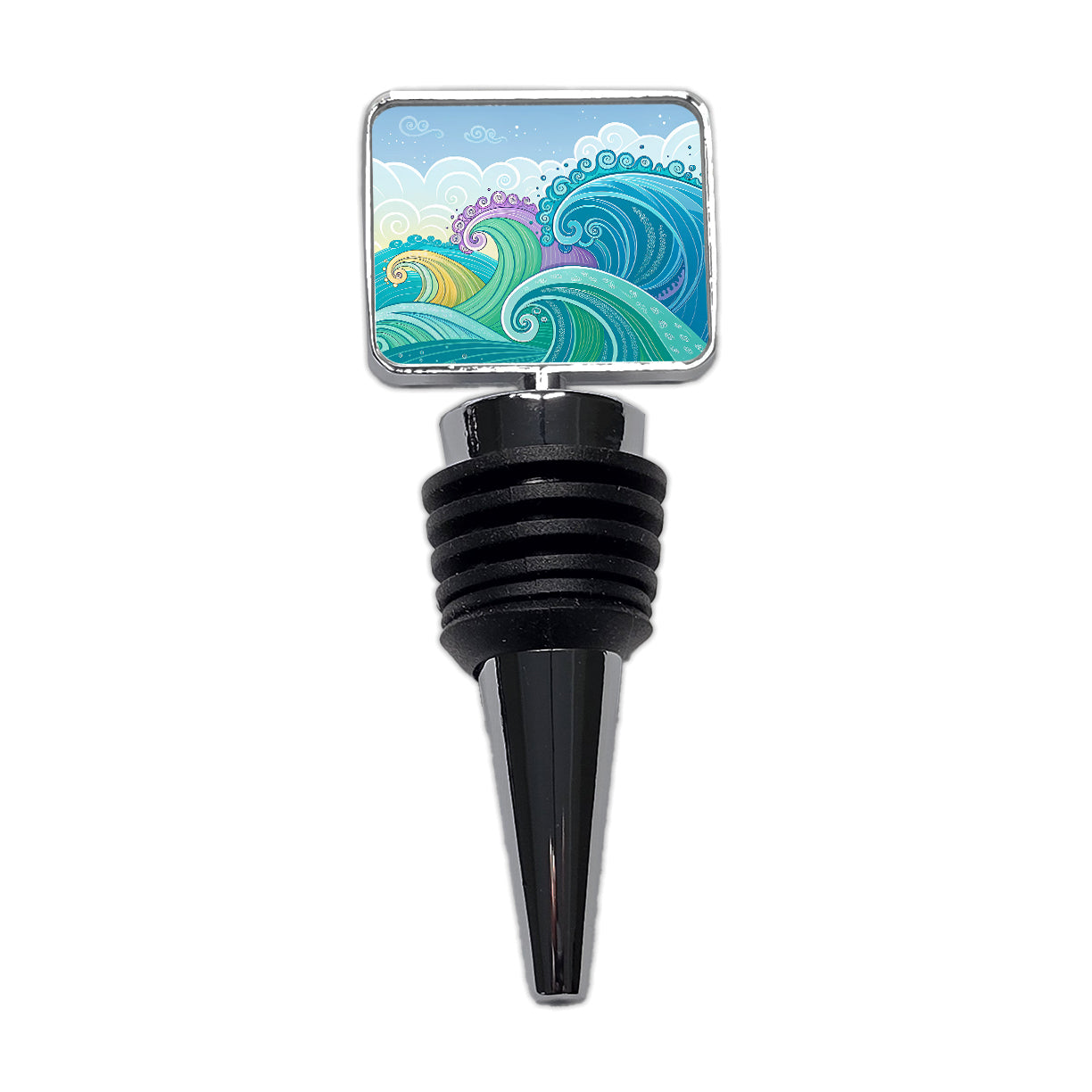 Groovy Ocean Waves Wine Bottle Stopper