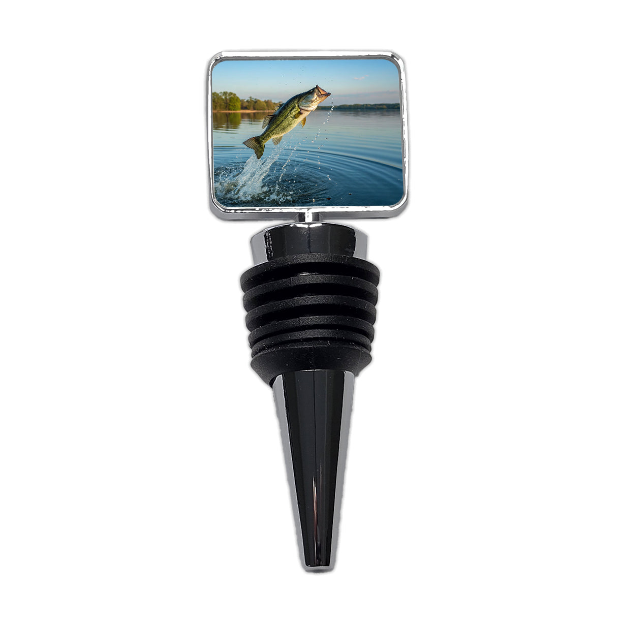 Largemouth Bass Fish Jumping Fishing Wine Bottle Stopper