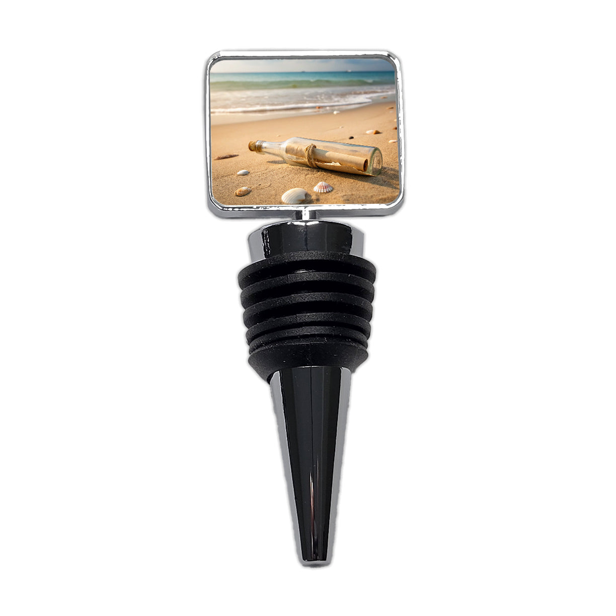 Message In A Bottle On Beach Wine Bottle Stopper
