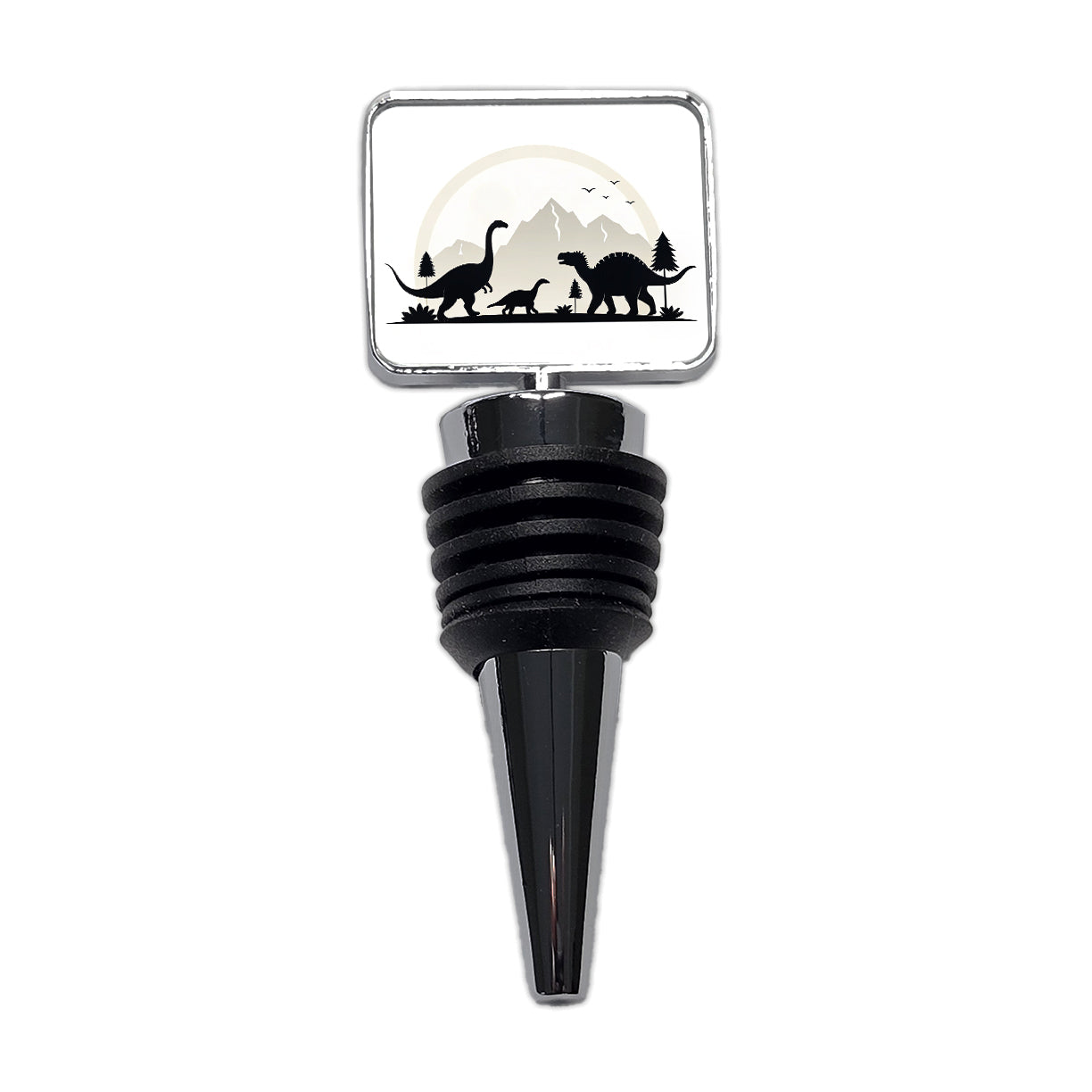 Minimalist Dinosaur Silhouettes Wine Bottle Stopper