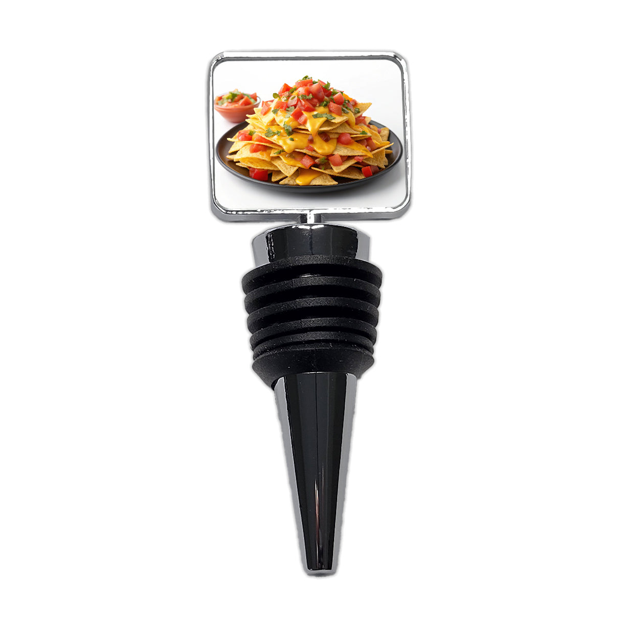 Nachos Plate Mexican Salsa Cheese Wine Bottle Stopper