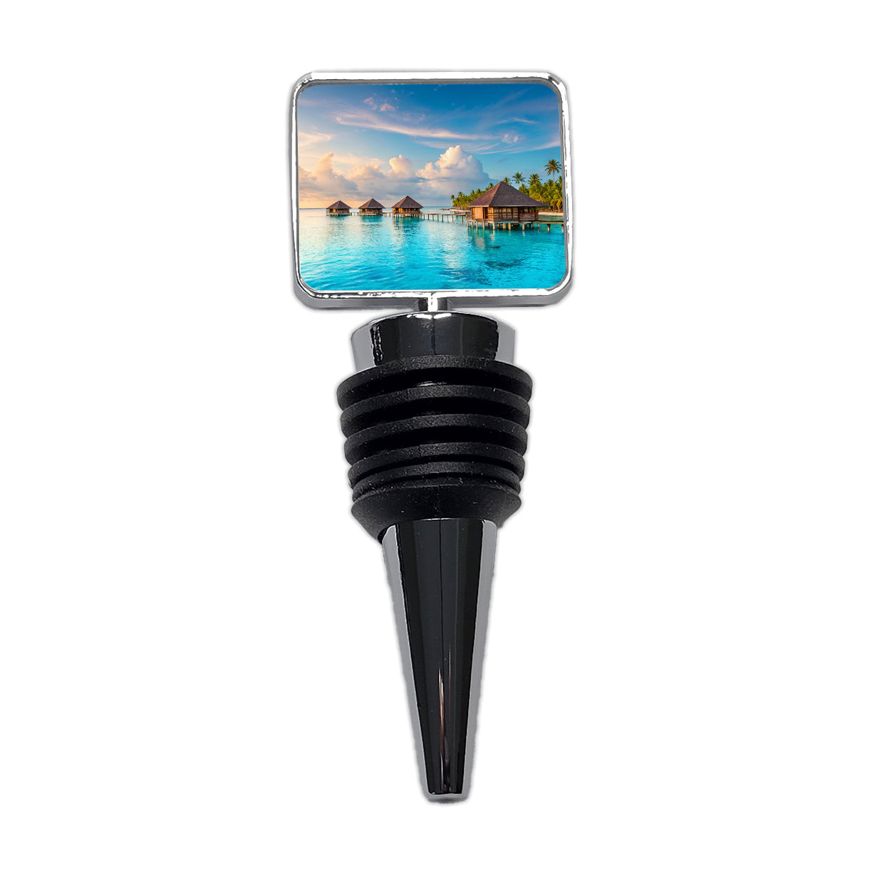 Over Water Bungalows Tropical Paradise Wine Bottle Stopper