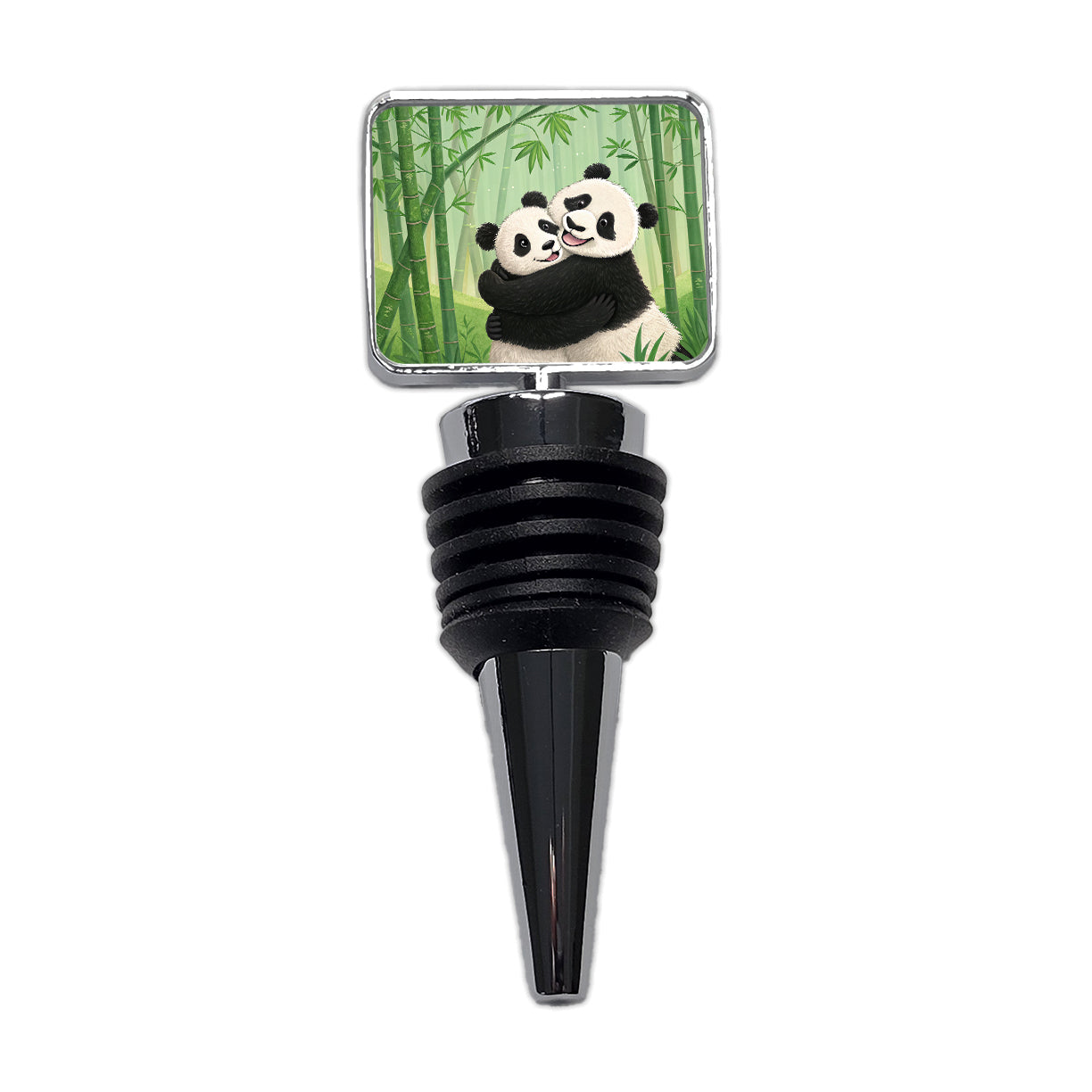 Pandas Hug Love Anniversary Wine Bottle Stopper