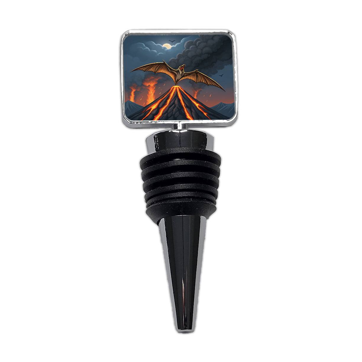 Pterodactylus Volcano Flying Dinosaur Wine Bottle Stopper