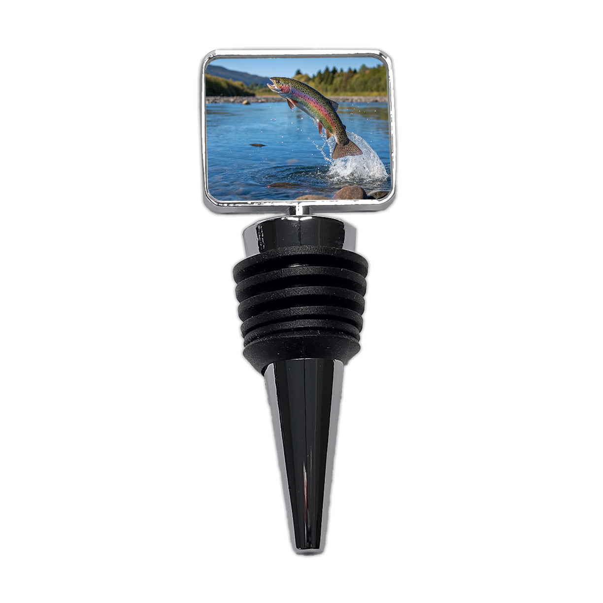 Rainbow Trout Fish Jumping Fishing Wine Bottle Stopper