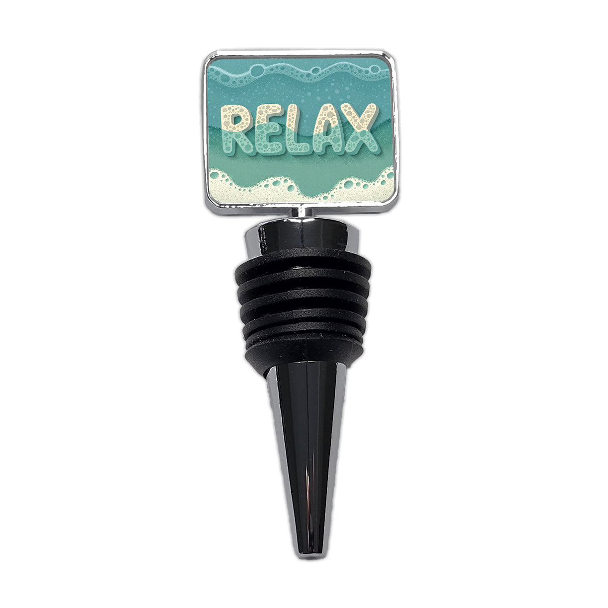 Relax Sea Foam Ocean Beach Wine Bottle Stopper