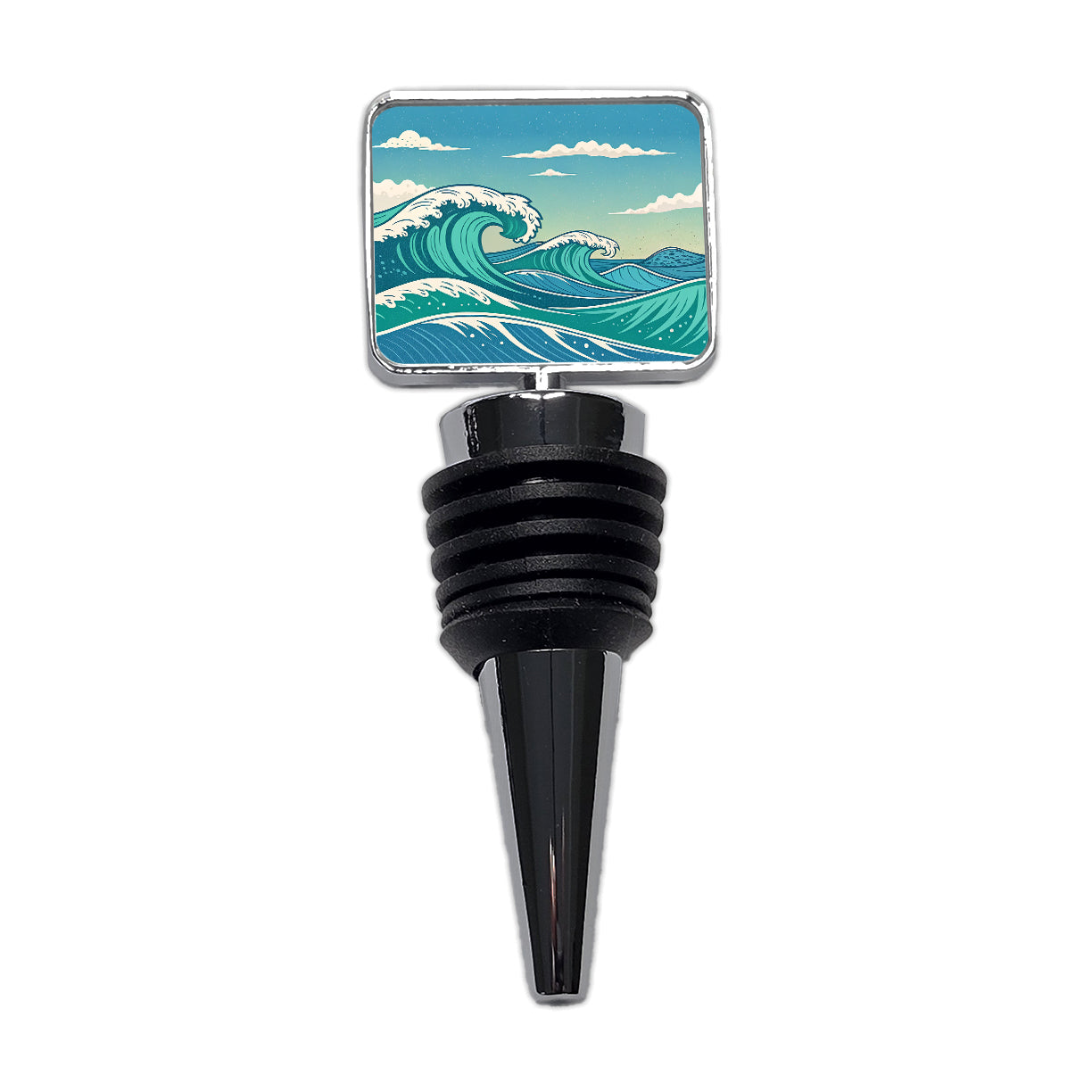 Retro Ocean Waves High Surf Wine Bottle Stopper