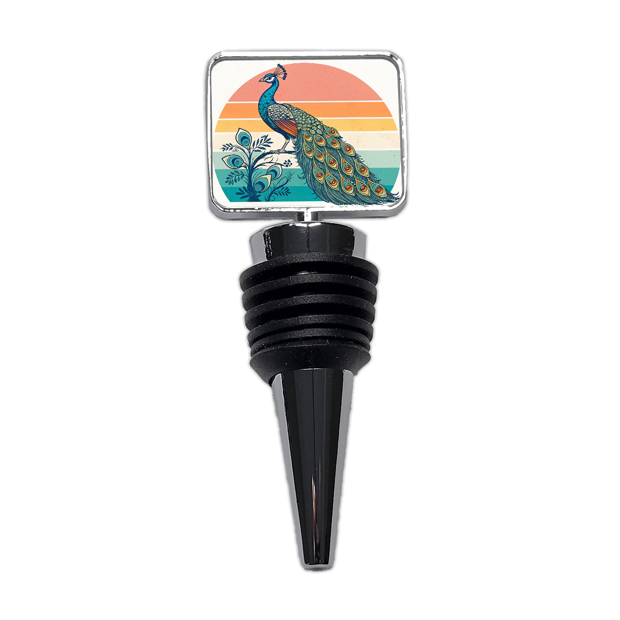 Retro Peacock Sun Wine Bottle Stopper
