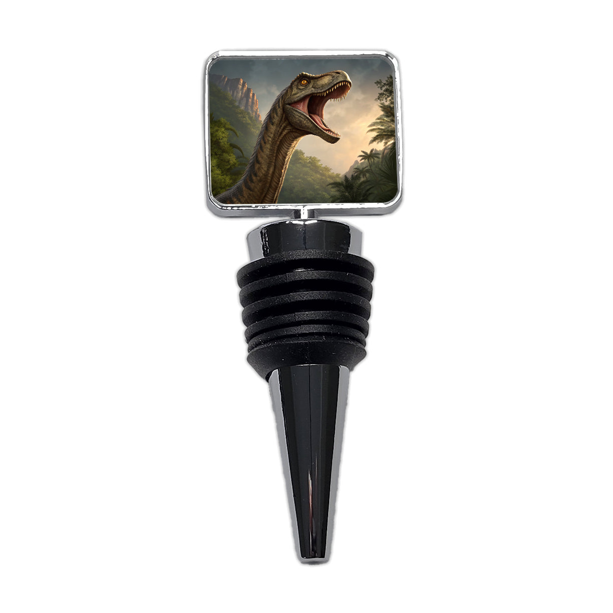 Roaring Brachiosaurus Dinosaur Forest Wine Bottle Stopper