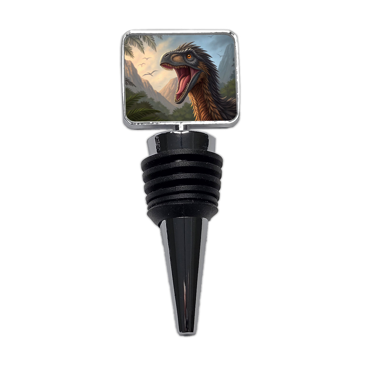 Roaring Therizinosaurus Dinosaur Jungle Wine Bottle Stopper