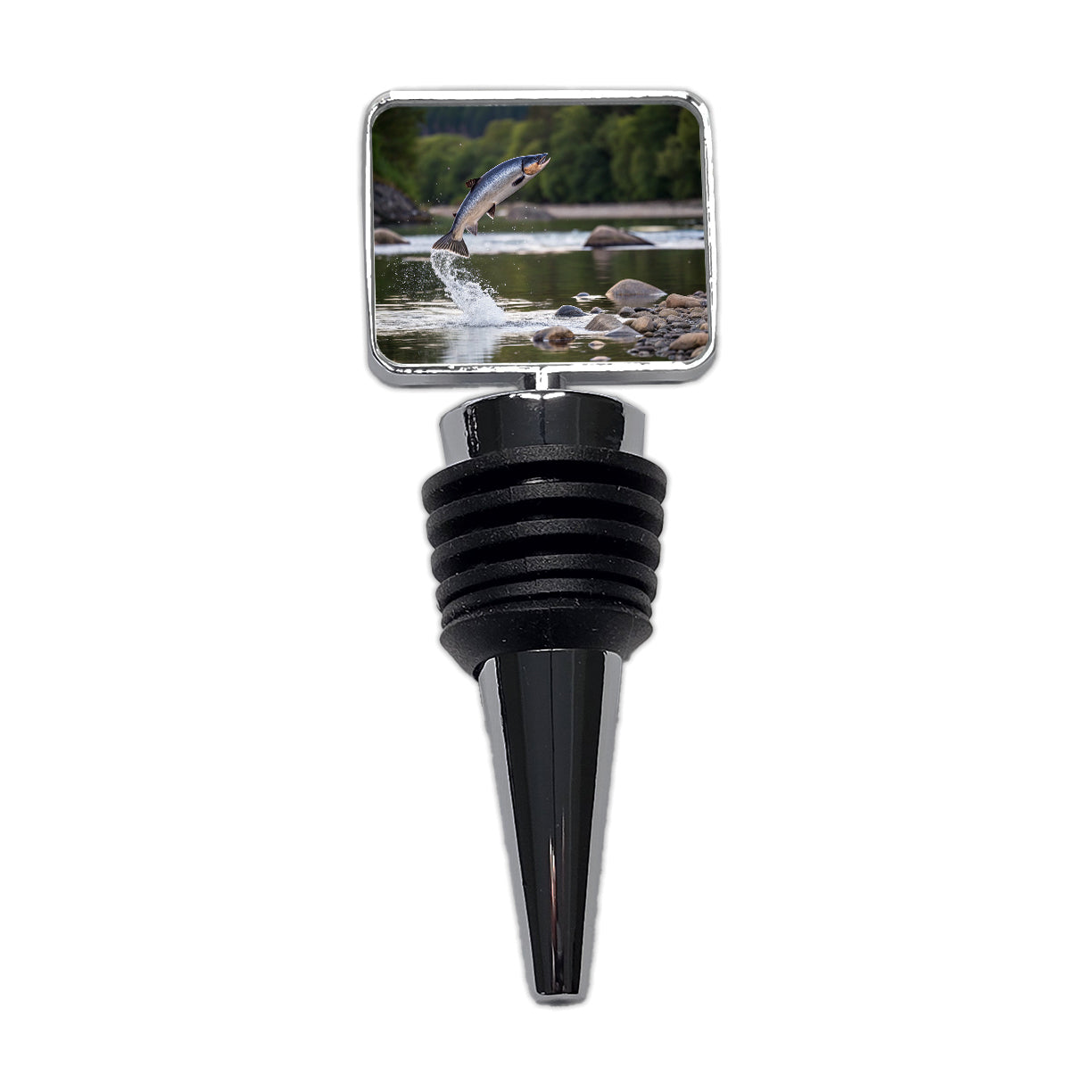 Salmon Fish Jumping Fishing Wine Bottle Stopper