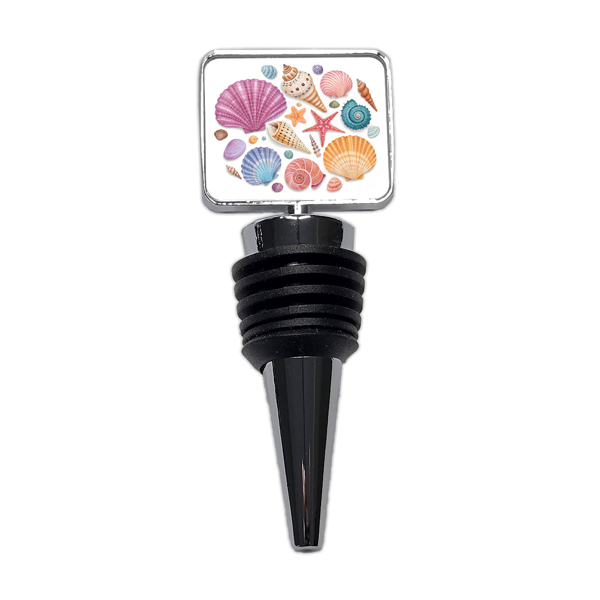 Seashell Collage Colorful Wine Bottle Stopper