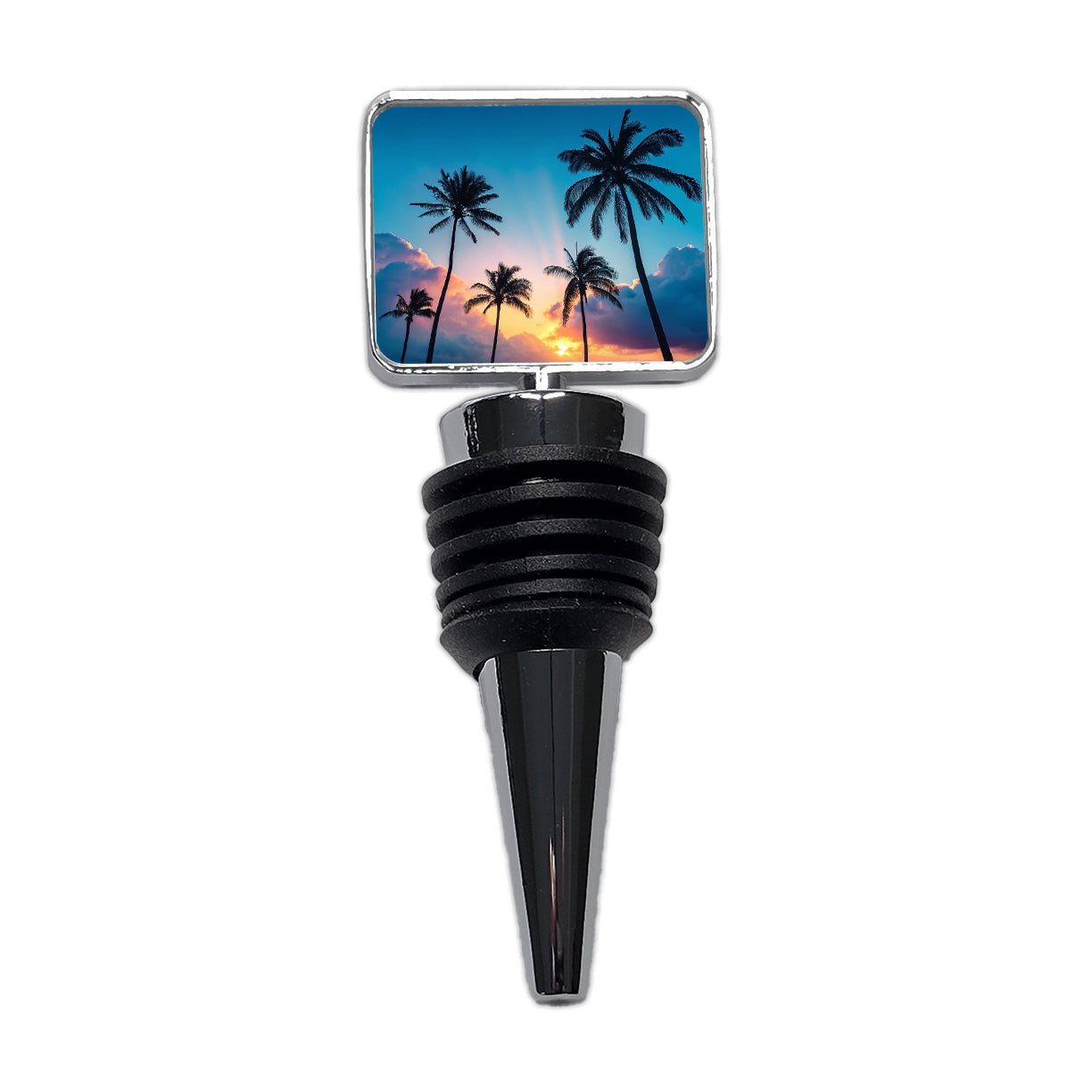 Silhouetted Palm Trees Beautiful Sky Wine Bottle Stopper