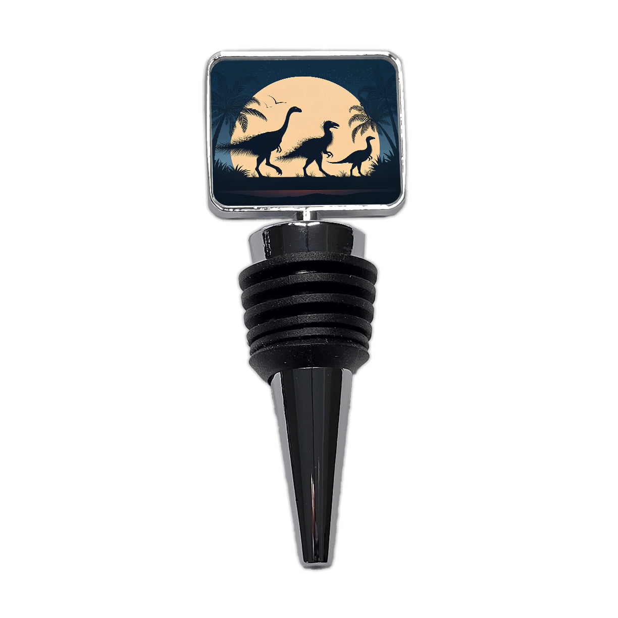 Therizinosaurus Silhouettes Night Dinosaurs Wine Bottle Stopper