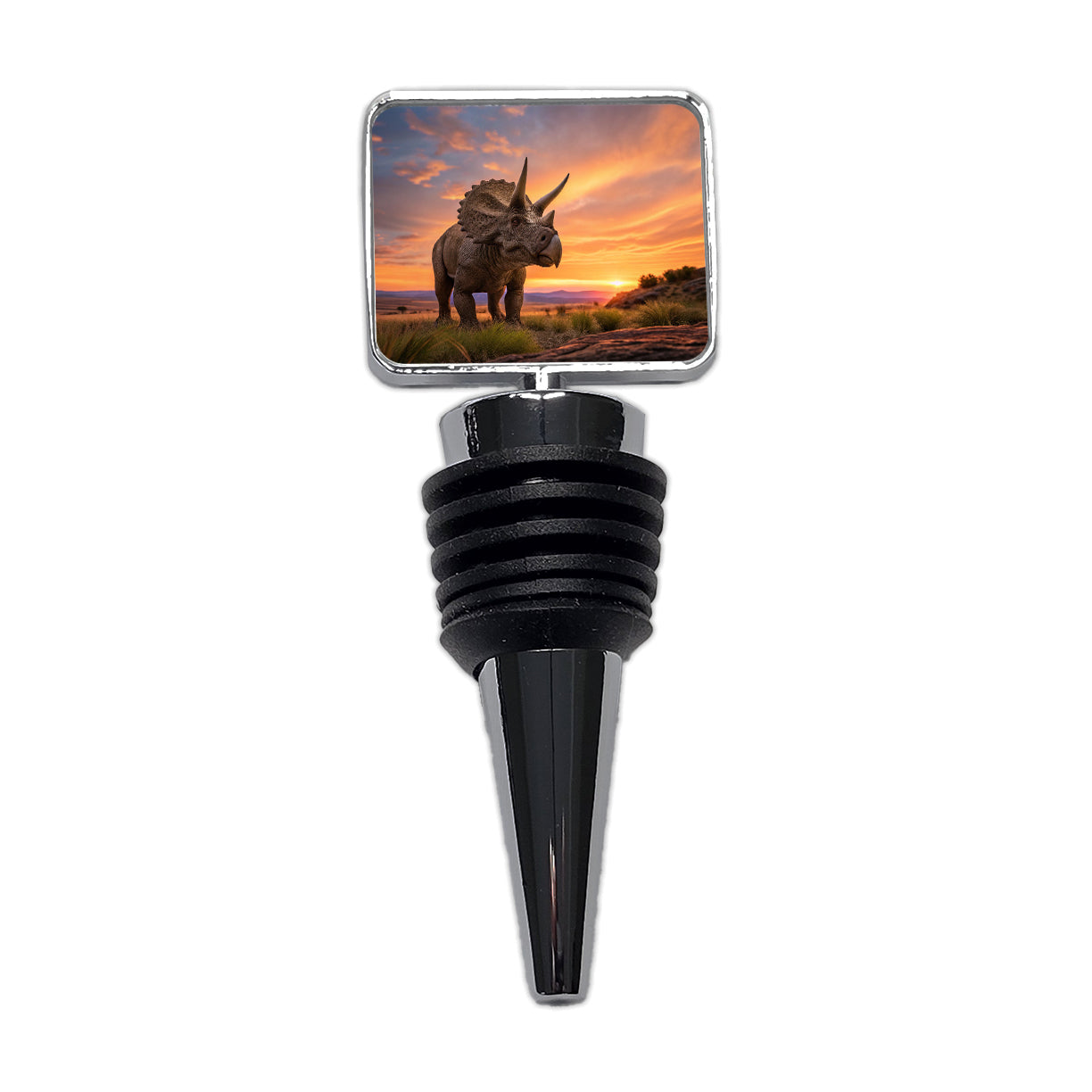 Triceratops Sunset Dinosaur Wine Bottle Stopper