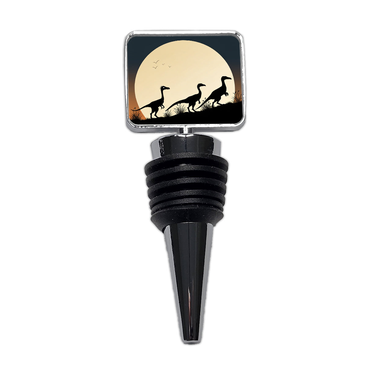 Troodon Silhouettes Dinosaurs Wine Bottle Stopper