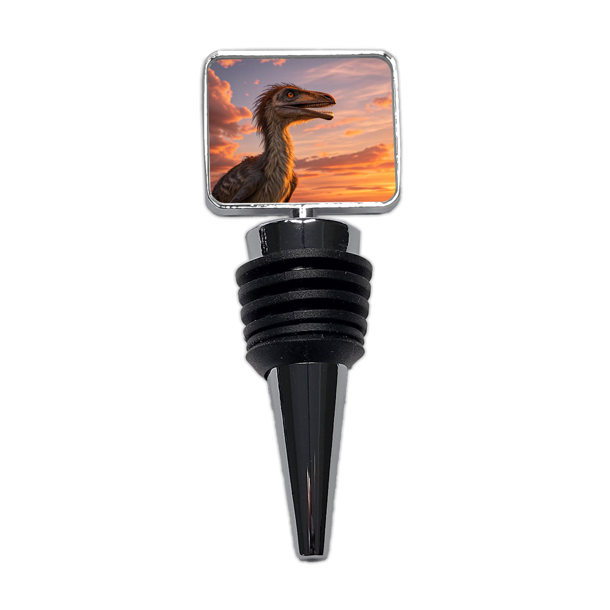 Troodon Sunset Dinosaur Wine Bottle Stopper