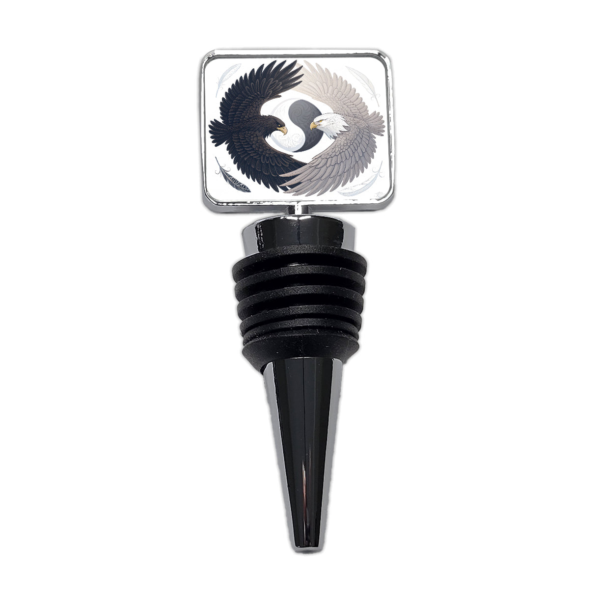 Two Eagles Yin Yang Dark Light Wine Bottle Stopper