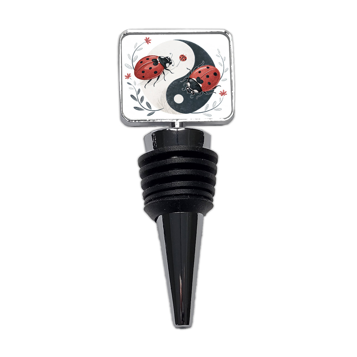 Two Ladybugs Yin Yang Cute Wine Bottle Stopper