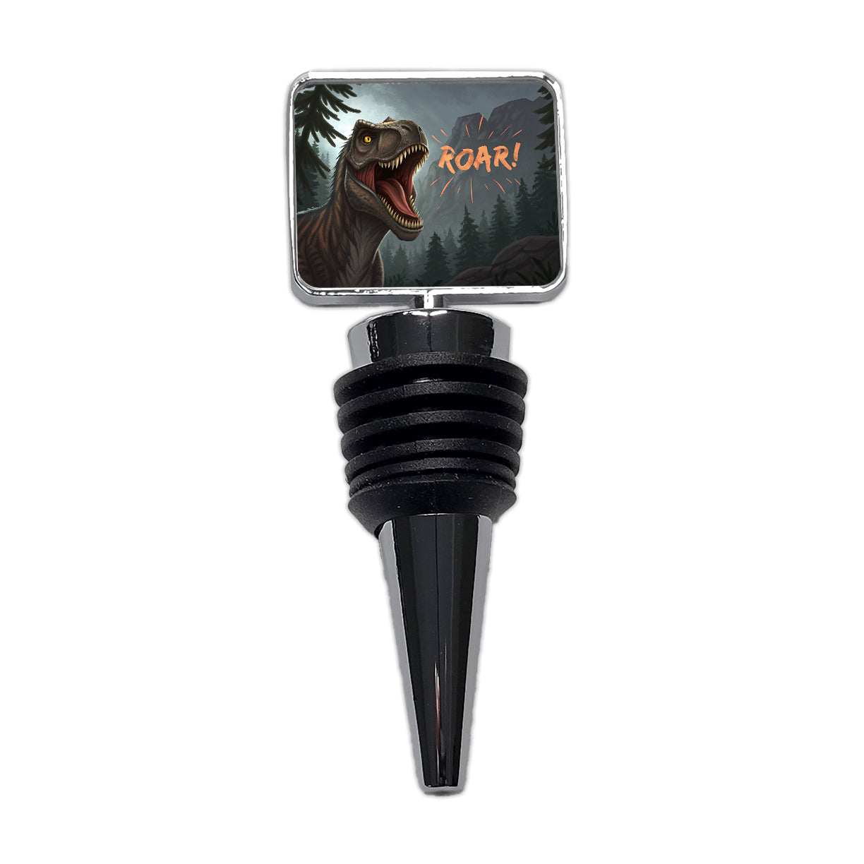 Tyrannosaurus T-Rex Dinosaur Roar Bold Text Wine Bottle Stopper
