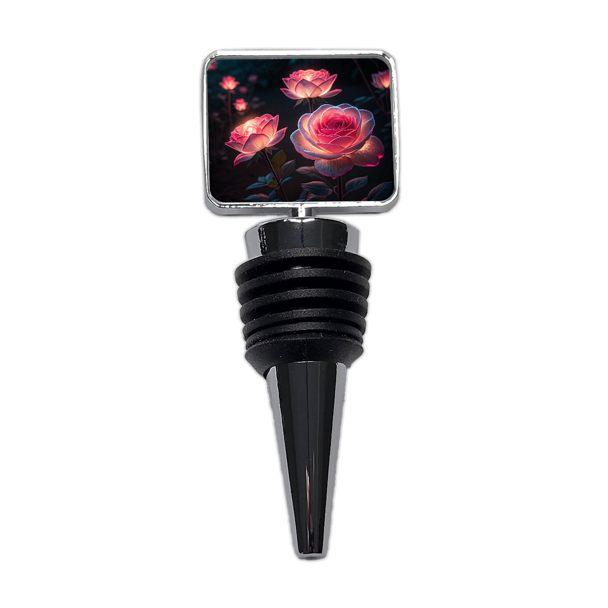 Glowing Pink Roses Beautiful Flowers Wine Bottle Stopper