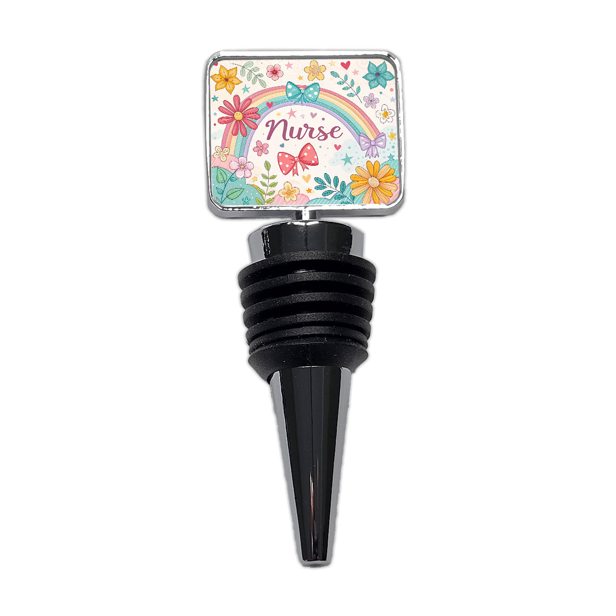 Nurse Appreciation Coquette Bows Flowers Wine Bottle Stopper