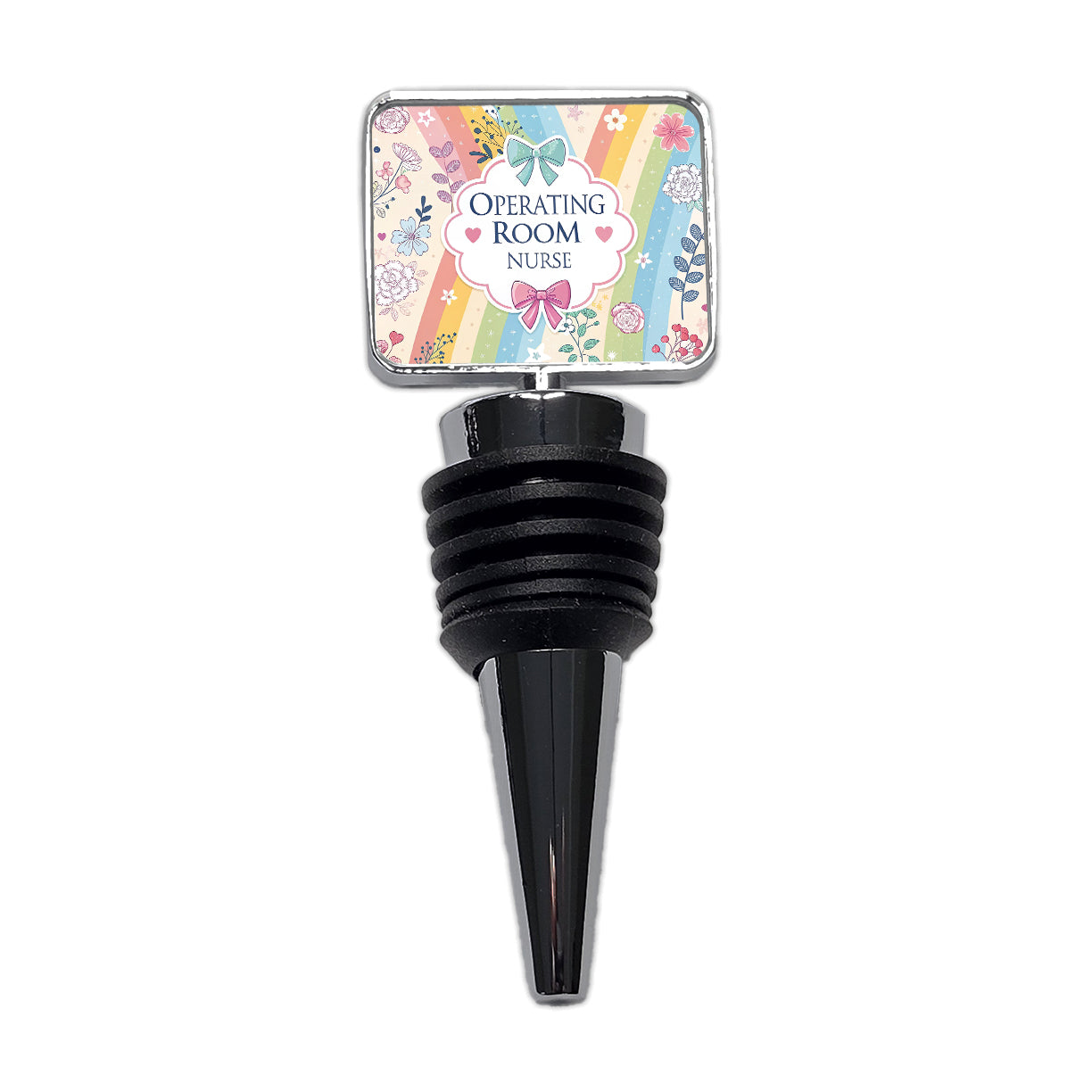 Operating Room Nurse Appreciation Coquette Bows Flowers Wine Bottle Stopper