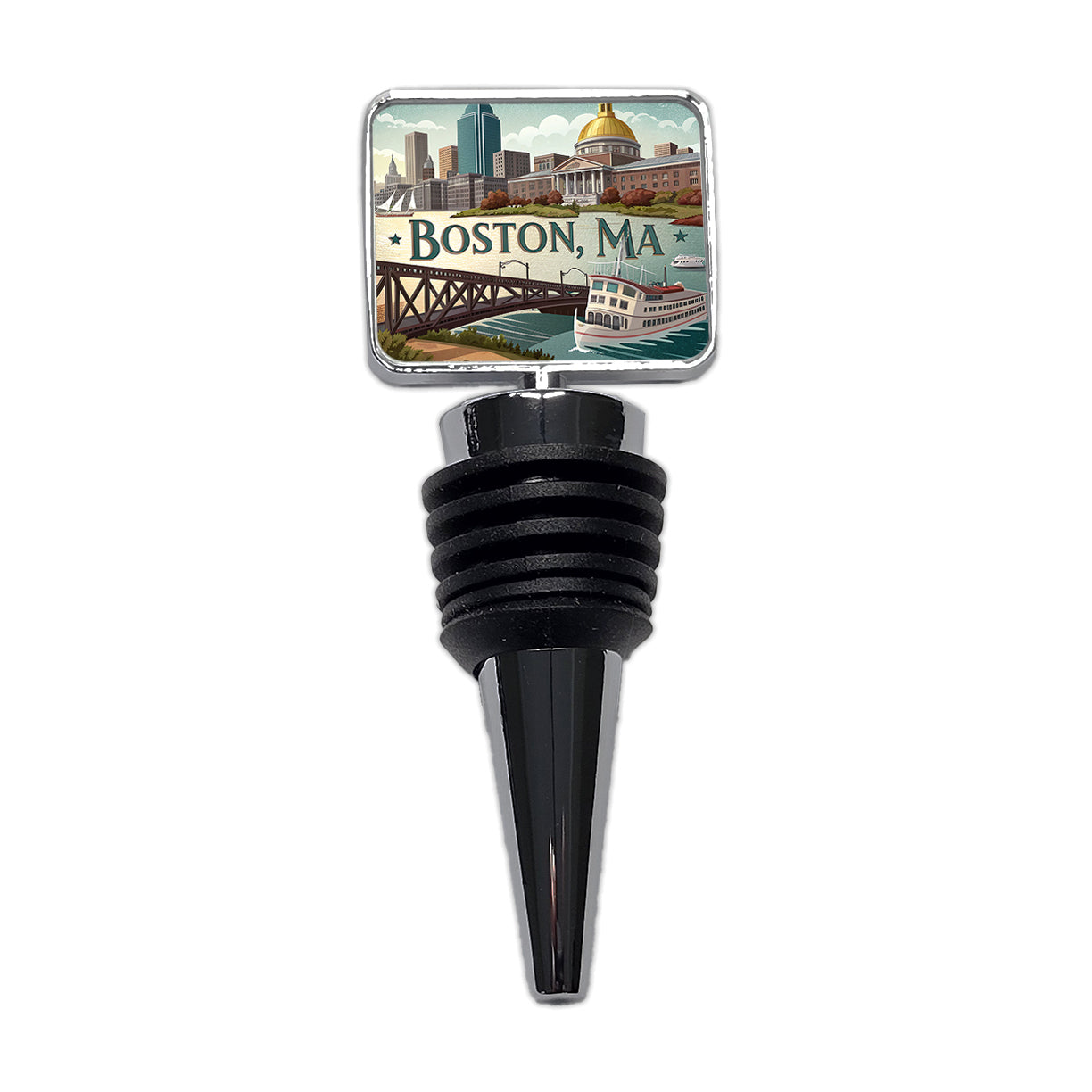 Boston, Massachusetts MA Travel City State Stamp Wine Bottle Stopper