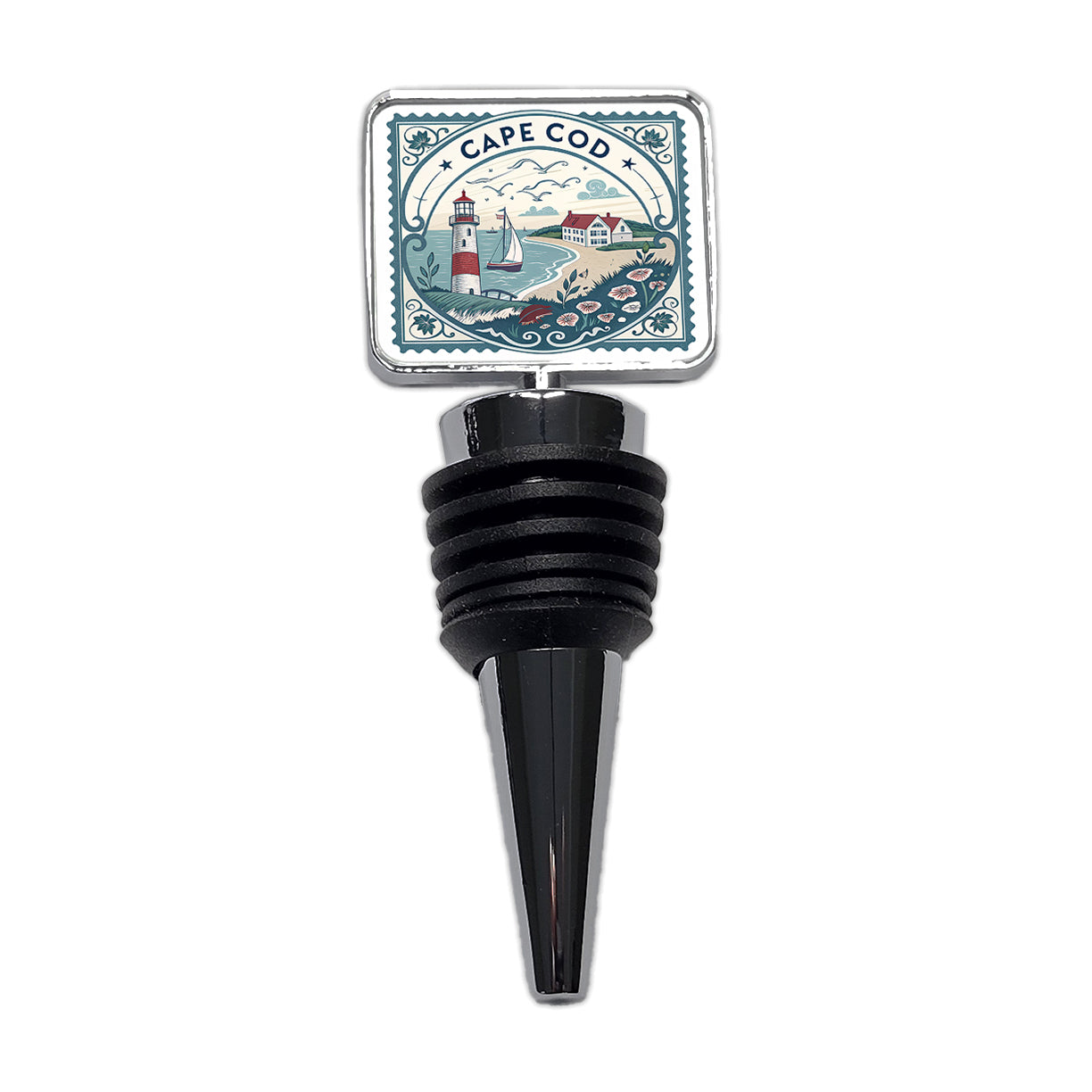 Cape Cod, Massachusetts MA Travel City State Stamp Wine Bottle Stopper