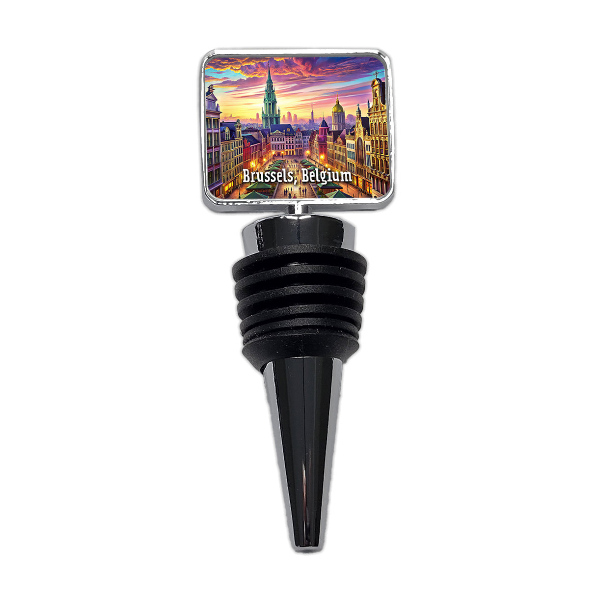Brussels, Belgium Travel City Country Stamp Wine Bottle Stopper