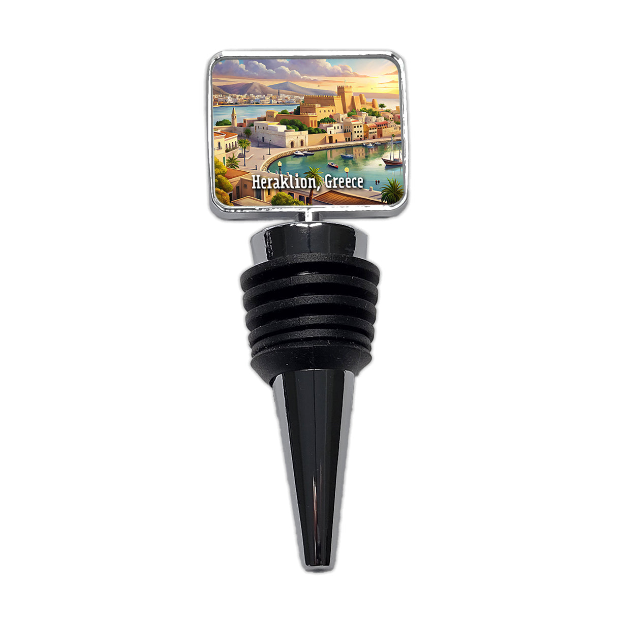 Heraklion, Greece Travel City Country Stamp Wine Bottle Stopper