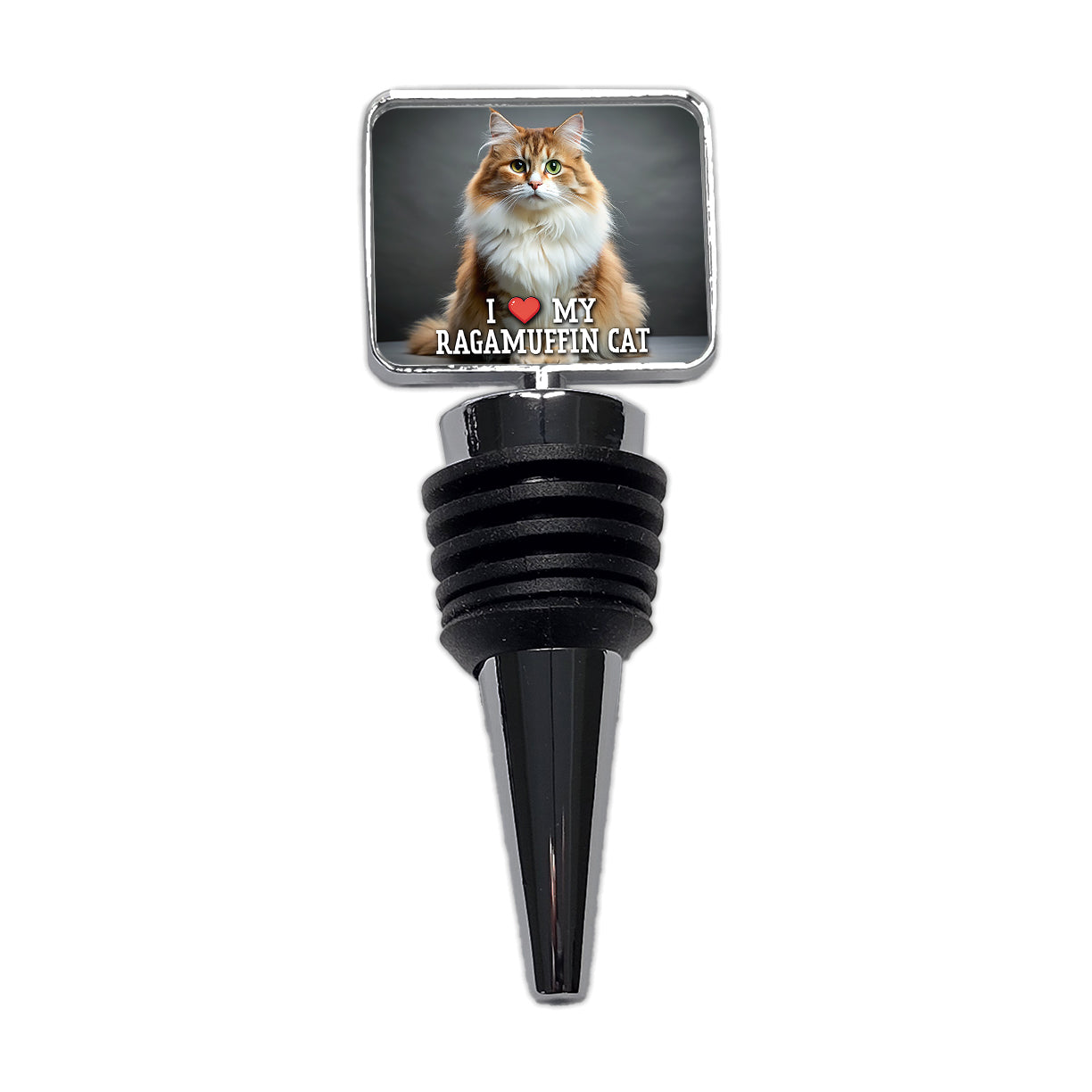 I Love My Ragamuffin Cat Heart Wine Bottle Stopper