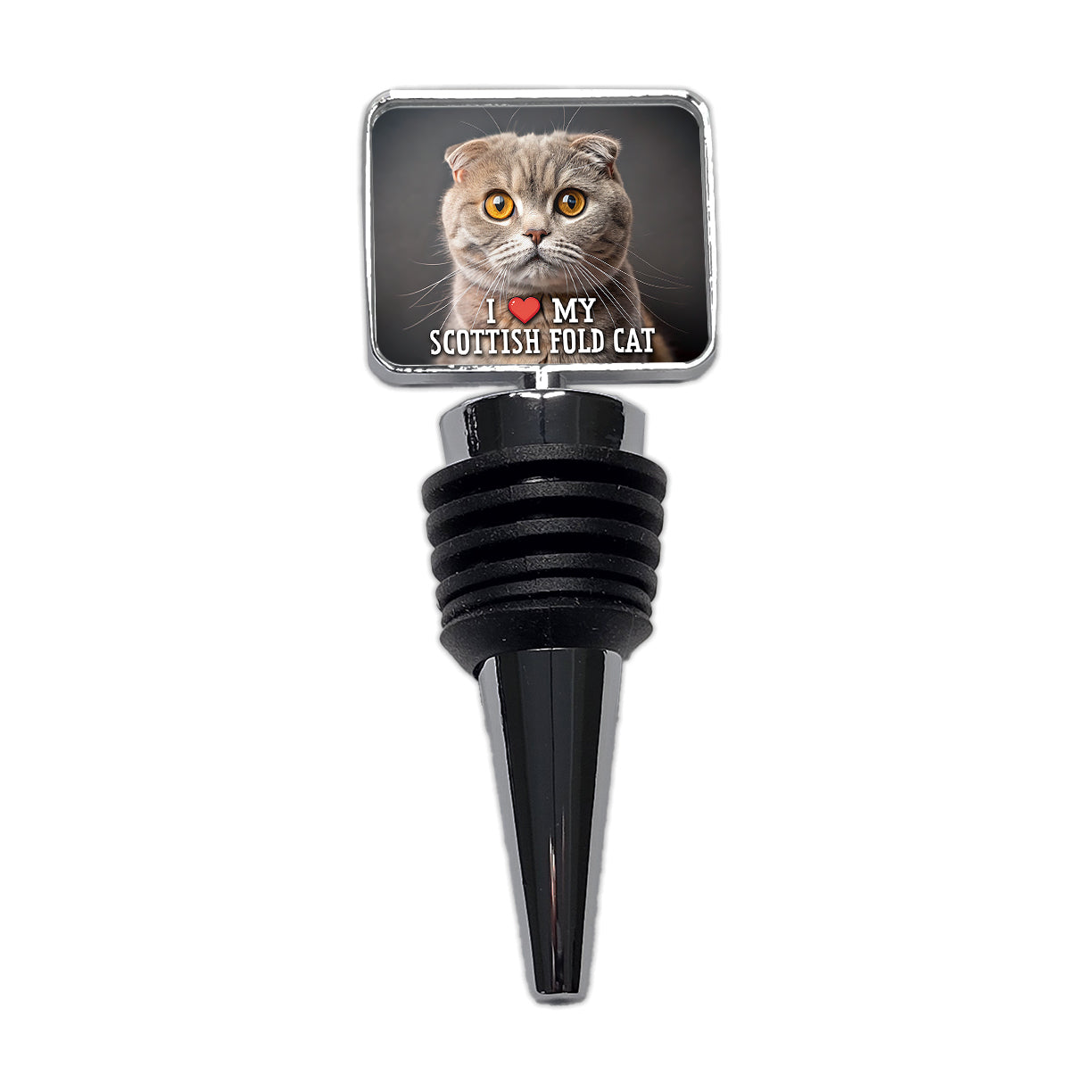 I Love My Scottish Fold Cat Heart Wine Bottle Stopper
