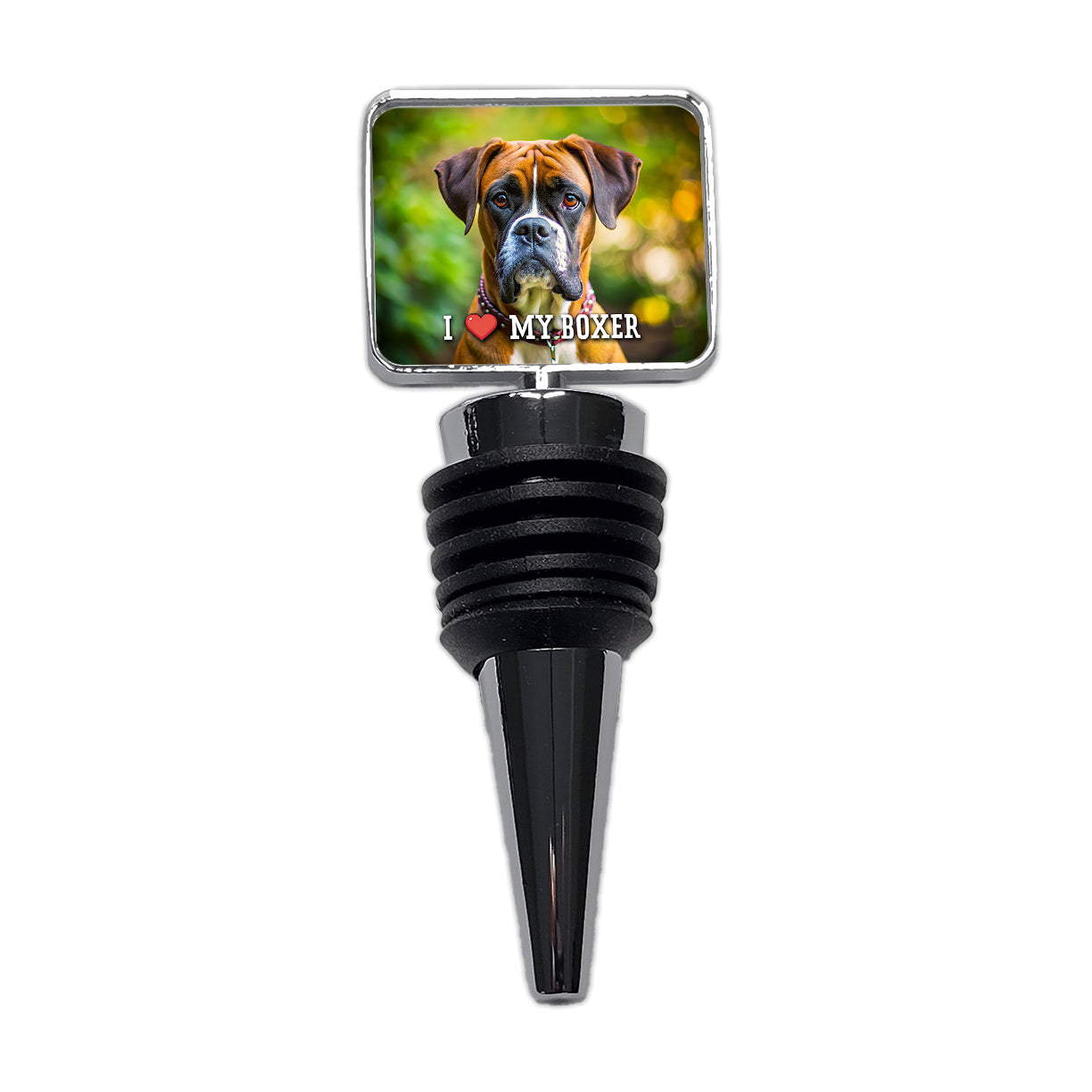 I Love My Boxer Dog Heart Wine Bottle Stopper