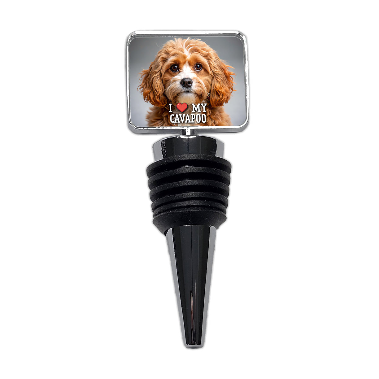 I Love My Cavapoo Dog Heart Wine Bottle Stopper