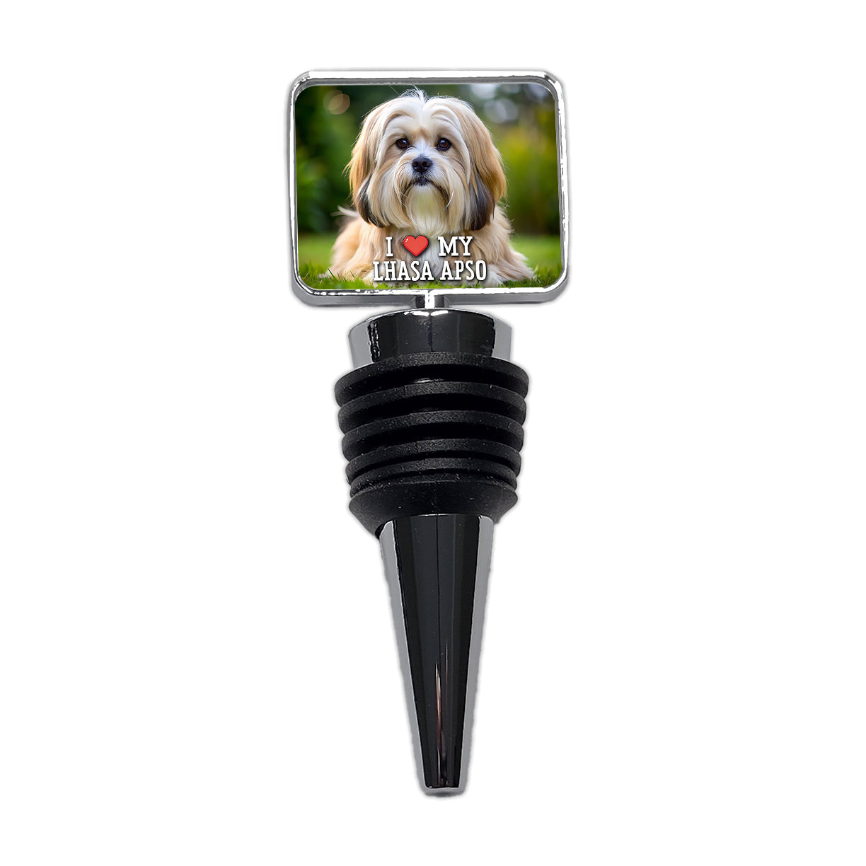 I Love My Lhasa Apso Dog Heart Wine Bottle Stopper