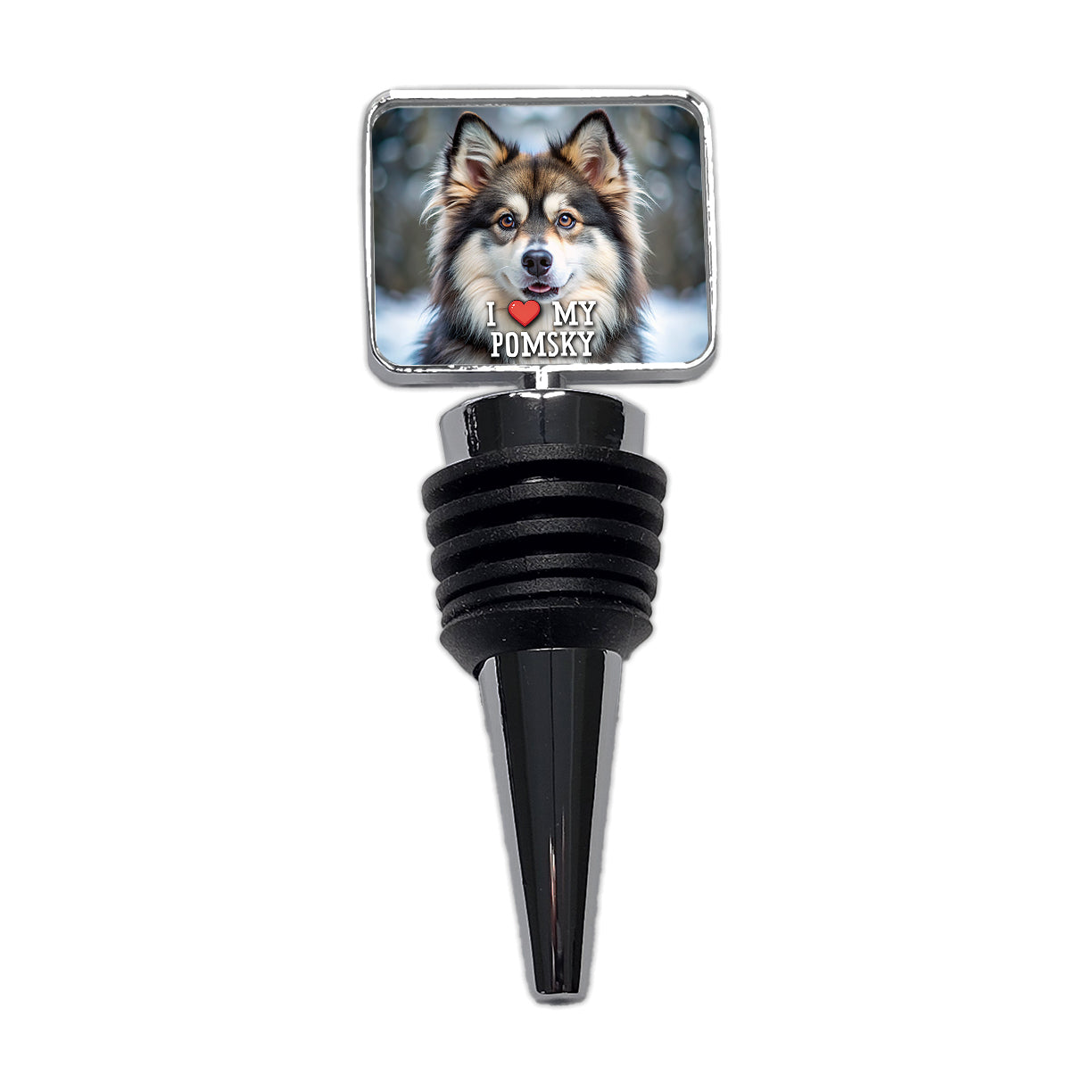 I Love My Pomsky Dog Heart Wine Bottle Stopper