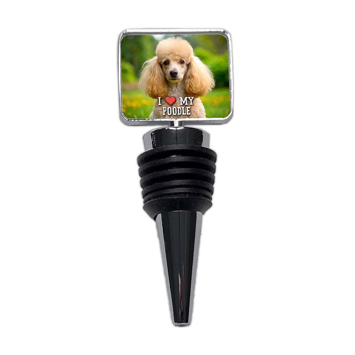 I Love My Poodle Dog Heart Wine Bottle Stopper