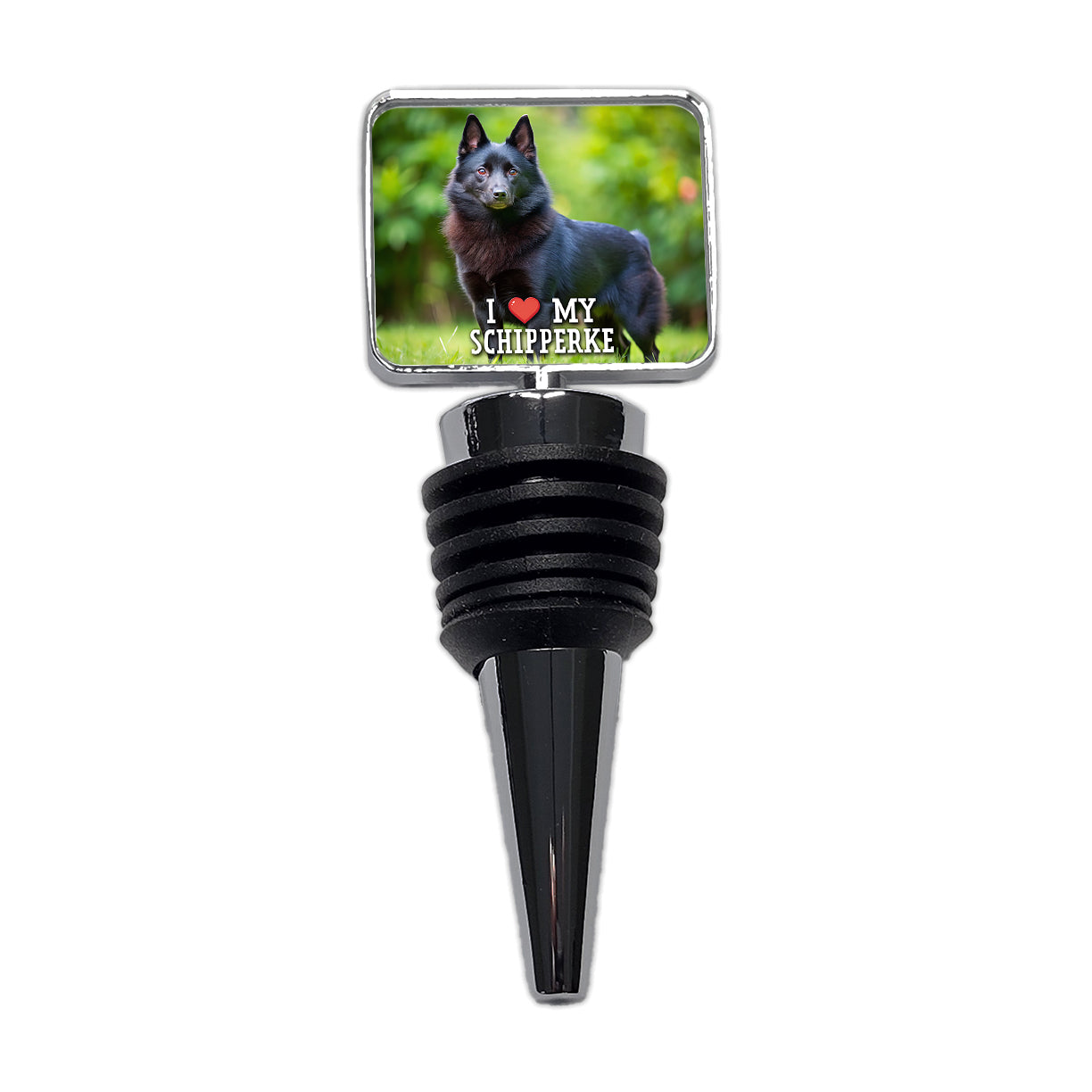 I Love My Schipperke Dog Heart Wine Bottle Stopper