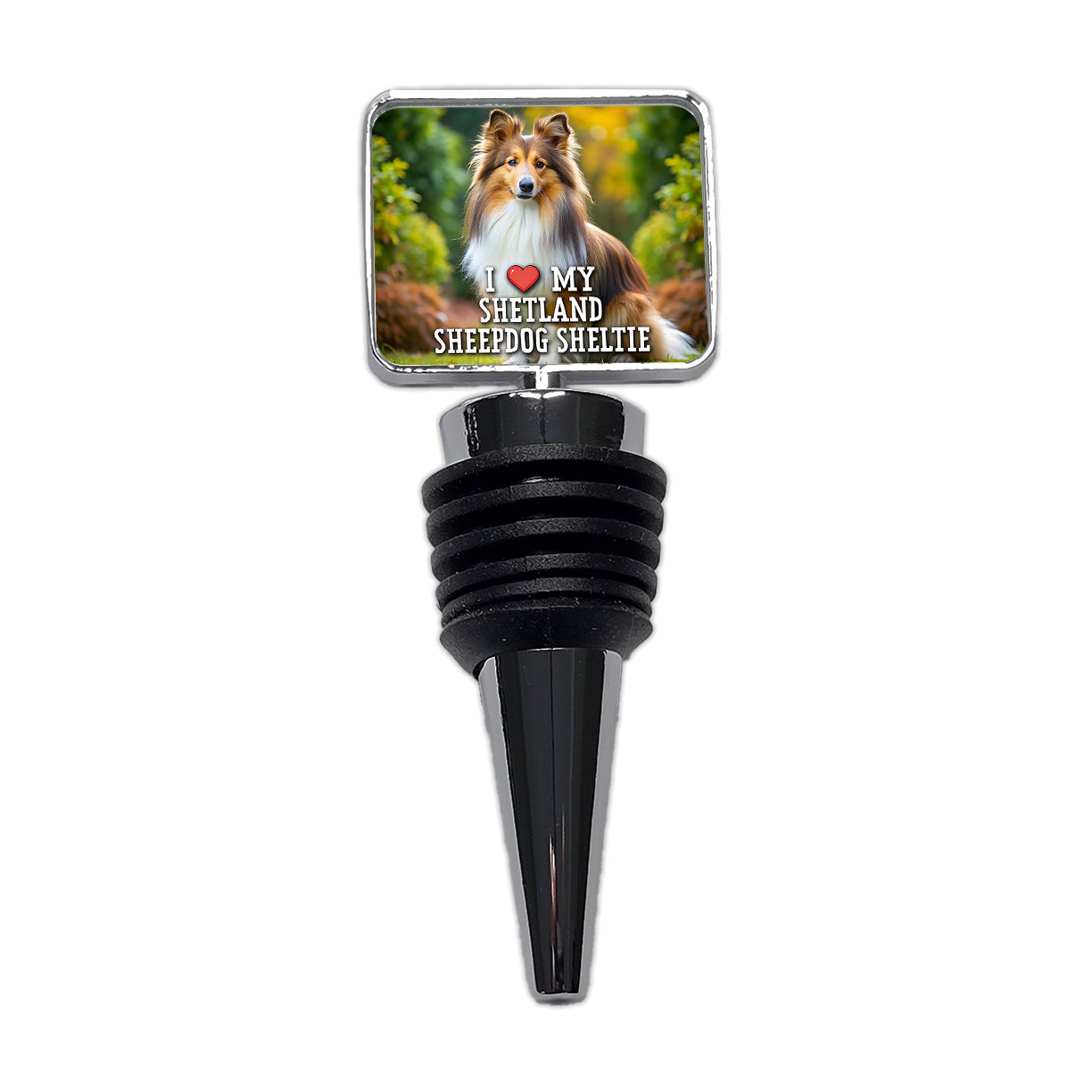 I Love My Shetland Sheepdog Sheltie Dog Heart Wine Bottle Stopper