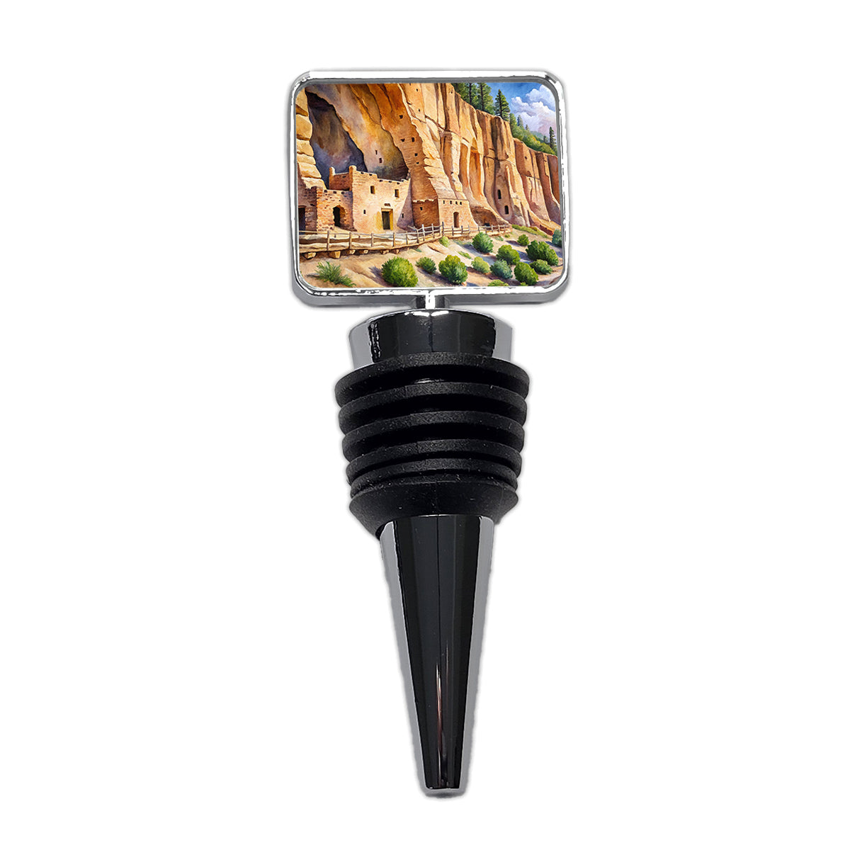 Bandelier National Monument New Mexico Watercolor Style Wine Bottle Stopper