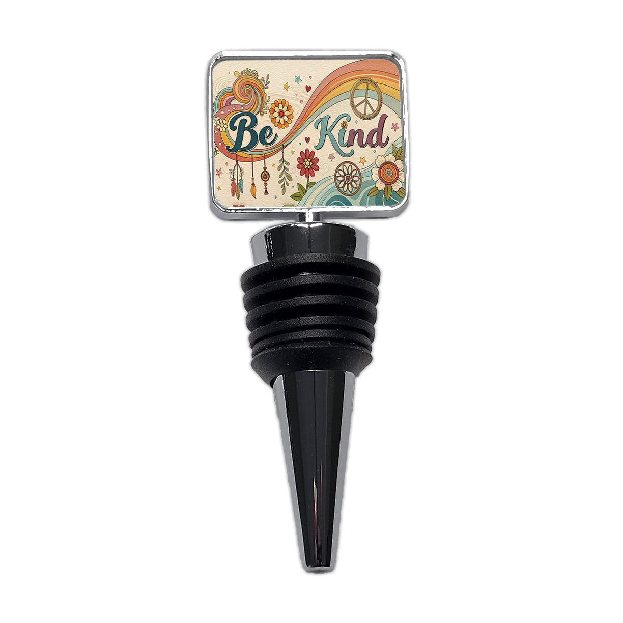 Be Kind Vintage Hippie Design Wine Bottle Stopper
