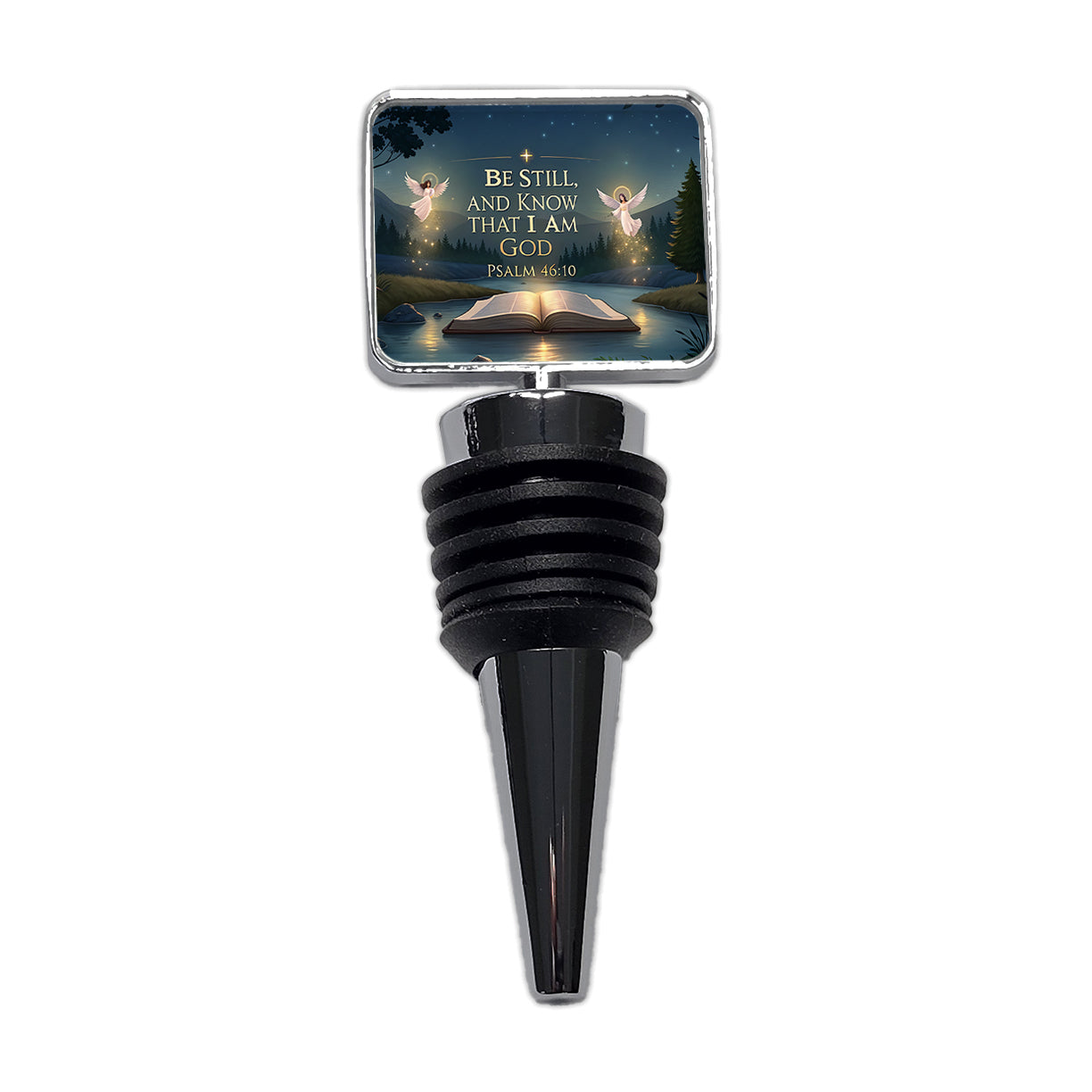 Be Still And Know That I Am God Psalm 46-10 Angels Outdoor Wine Bottle Stopper
