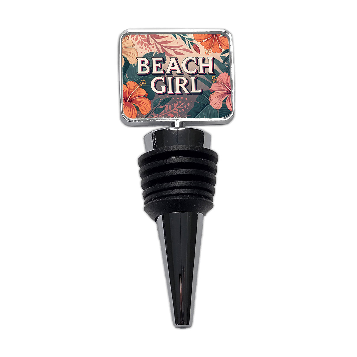 Beach Girl Tropical Hibiscus Flowers Wine Bottle Stopper