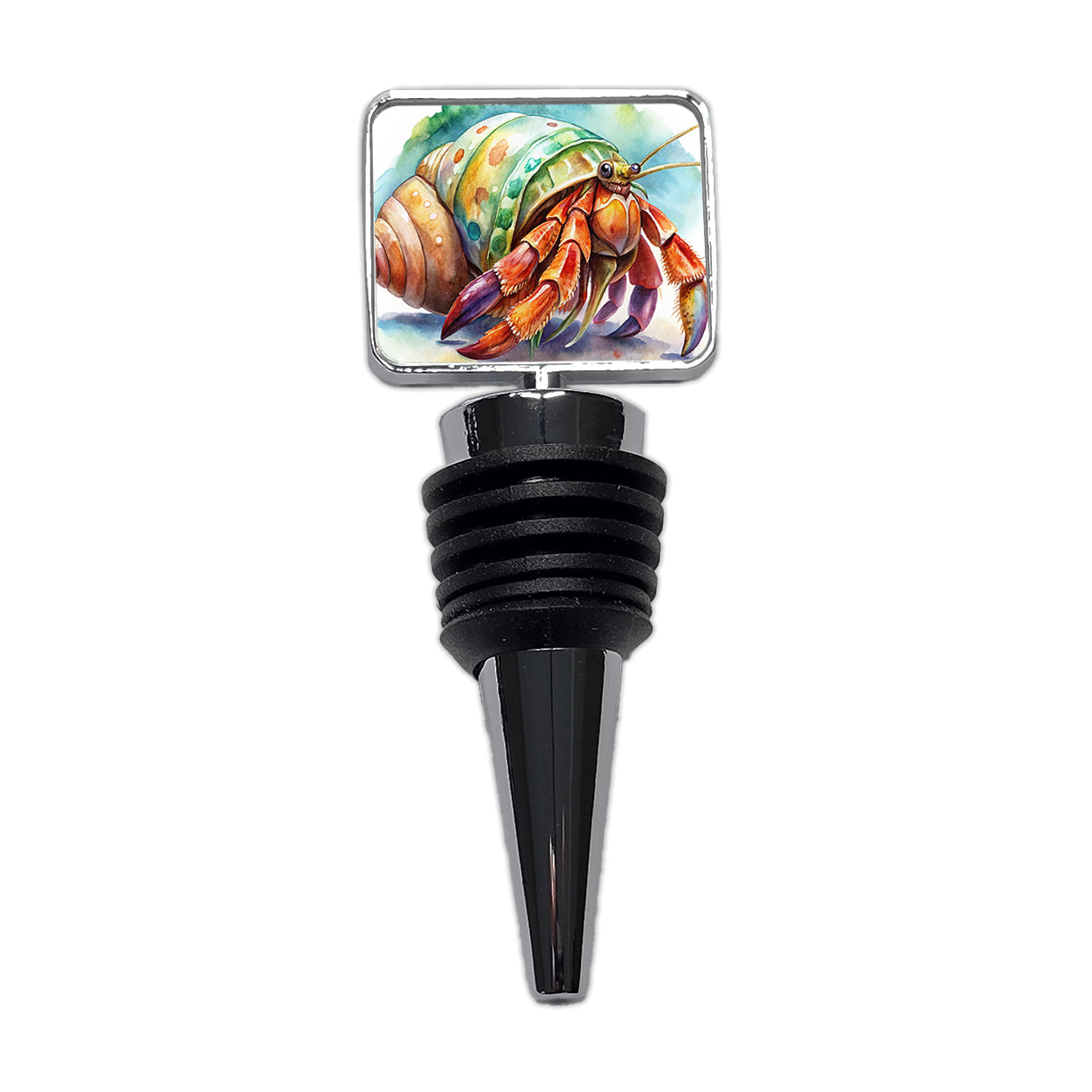 Hermit Crab Watercolor Wine Bottle Stopper